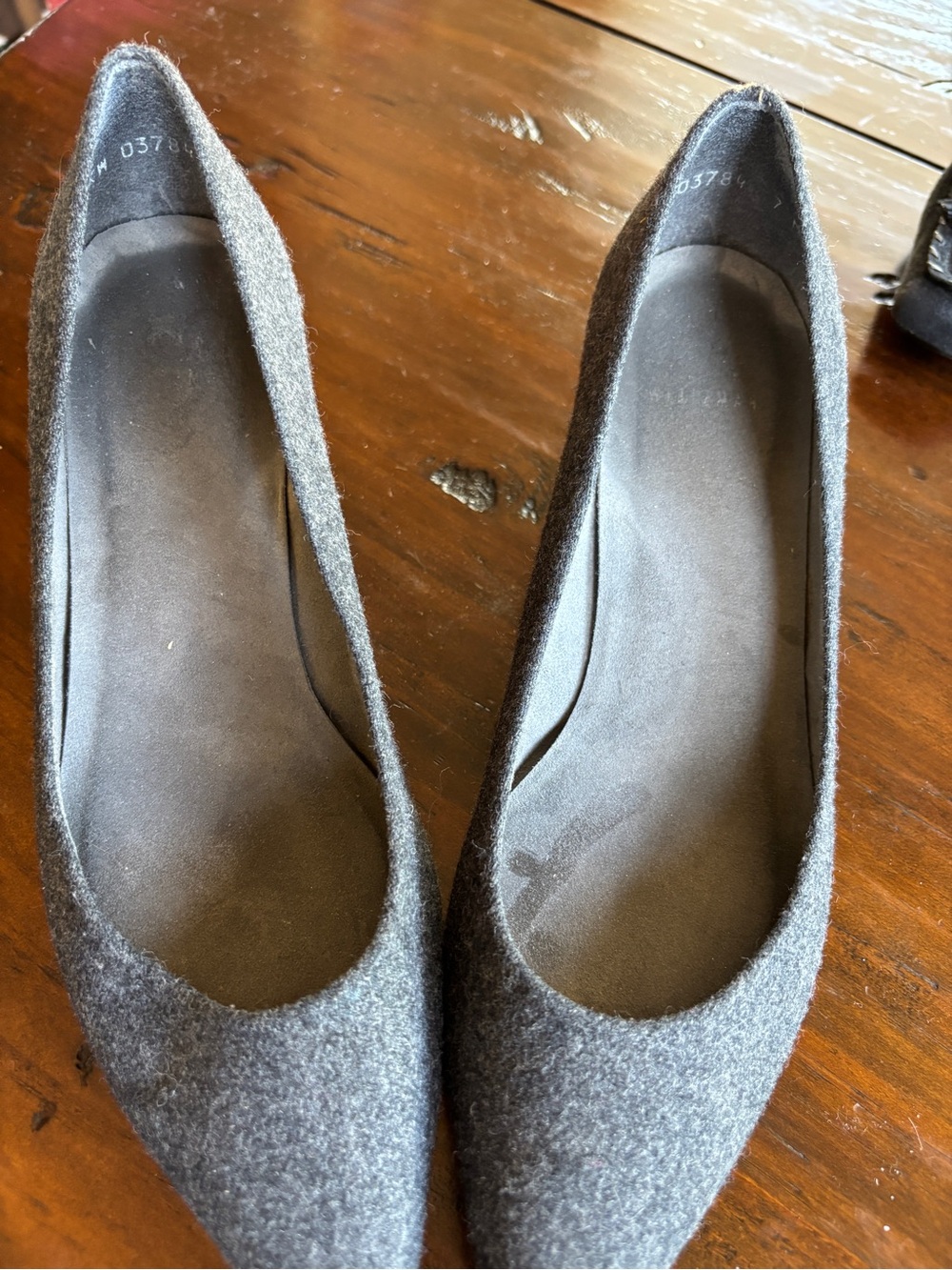 Stuart Weitzman Gray Pointed Toe Wool Pumps